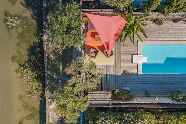 Maison en bois massif avec piscine et vue sur le Canelot, Port de La Teste-de-Buch