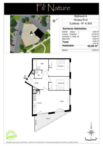 Appartement 3 pièces 65 m²