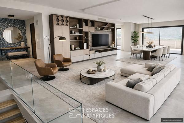 Duplex contemporain en dernier étage avec 2 terrasses et 3 garages