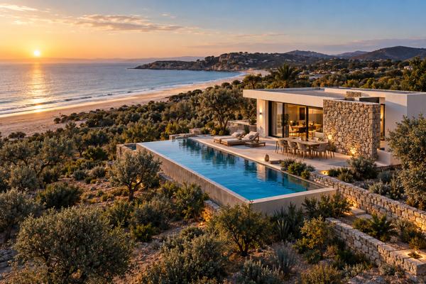Maison sur plan front de mer pieds dans l'eau