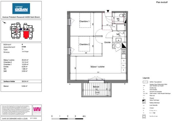 Appartement à vendre 3 pièces 59 m² Saint-Brevin-les-Pins