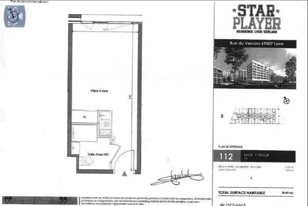 Appartement à louer 1 pièce 20.23m² Lyon (69007)
