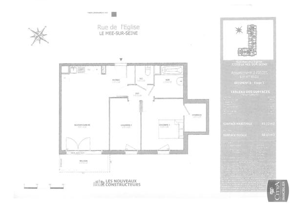Appartement à louer 3 pièces 61.72m² Le Mée-sur-Seine (77350)