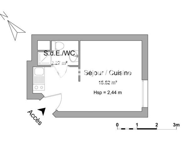 Location Studio 17.79 m² - 28 BD GEORGES POMPIDOU Caen 14000