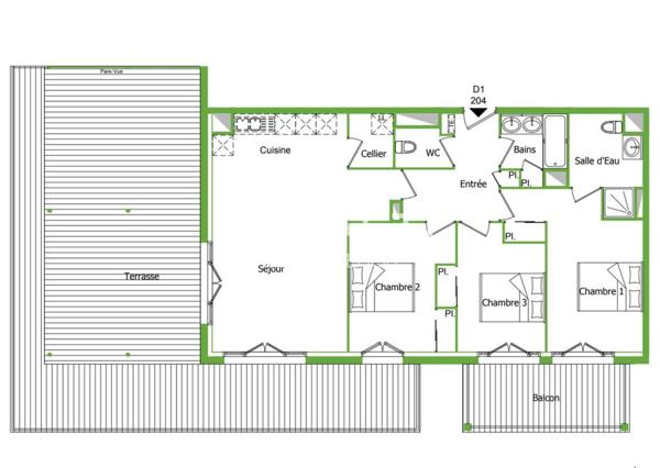 Bel appartement avec sa terrasse sud-ouest et ses grands espaces de vie lumineux