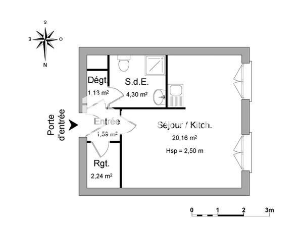 Location Studio 29.31 m² - 60 RUE JEAN MARTIN Marseille 13005