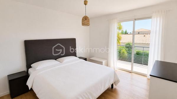 Villa contemporaine de moins de 10 ans, quasi neuve, offrant de très belles prestations et un cadre de vie calme et privilégié. Édifiée sur un terrain d’environ 630 m² exposé sud, cette maison d’environ 130 m² parfaitement entretenue propose un bel espace de vie lumineux avec séjour ouvert sur une grande cuisine moderne (53m²), créant un ensemble convivial et fonctionnel tourné vers l’extérieur.

Vous profiterez d’un jardin nécessitant peu d’entretien, d’une piscine chauffée, d’un agréable pool house avec cuisine d’été, d’un espace extérieur couvert bioclimatique, d’une douche extérieure ainsi que de plusieurs espaces détente soigneusement aménagés, idéals pour les réceptions ou la location estivale.

Les équipements et matériaux sont de qualité : climatisation, menuiseries, électroménager, aménagements extérieurs, finitions…

La maison dispose de 4 chambres confortables dont une suite parentale en rez-de-chaussée avec accès extérieur. Deux chambres bénéficient également d’un accès à une terrasse avec vue dégagée. Nombreux stationnements privatifs.

Un bien rare sur le secteur, idéal pour une famille recherchant confort moderne, tranquillité et qualité de vie.