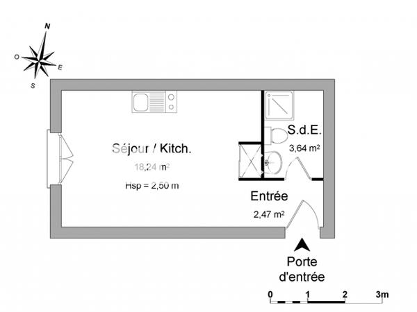 Location Studio 24 m² - 17 RUE MOLSHEIM Strasbourg 67000