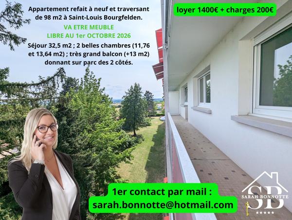 Appartement 98 m2 refait entièrement à neuf à St-Louis Bourgfelden