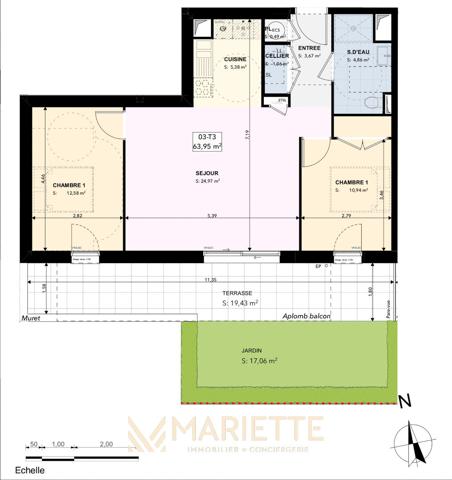 "KERLAEZ-03" Centre-ville - Type 3 de 64.15 m² , Concarneau