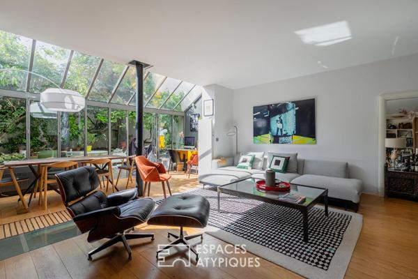 Loft contemporain avec véranda et jardin