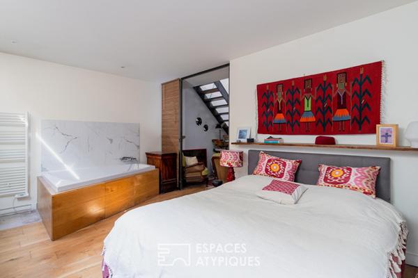 Loft contemporain avec véranda et jardin