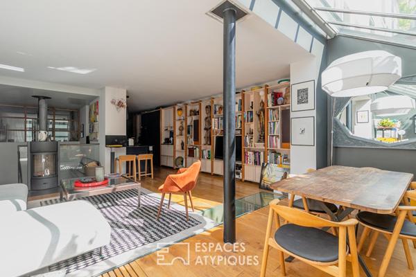 Loft contemporain avec véranda et jardin