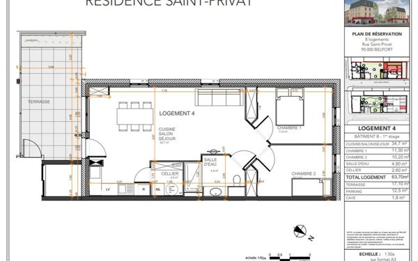 Appartement à vendre    3 pièces • 63,70 m2 Belfort