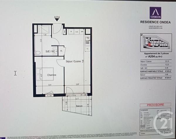 Appartement T2 à vendre  2 pièces - 47,84 m2 MARSEILLAN - 34