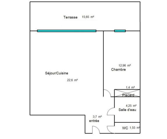 À LOUER - ETAT NEUF ! T2 MEUBLÉ DE 46m² - TERRASSE de 15,65 M² & PARKING EN SOUS-SOL