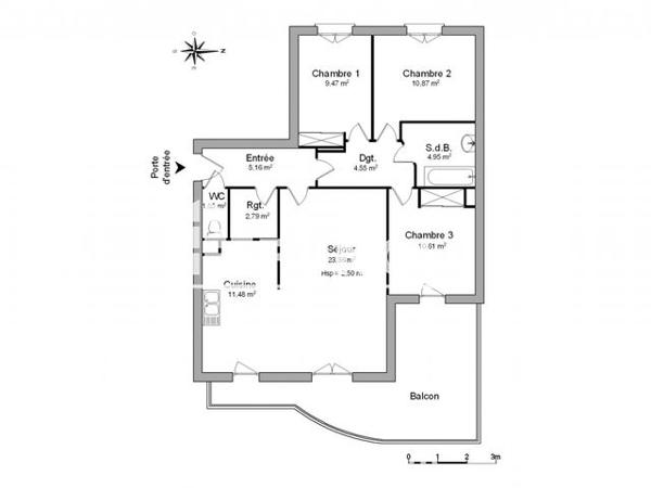 Location Appartement 4 pièces 84.79 m² - 17 RUE DE BANAS Montelimar 26200