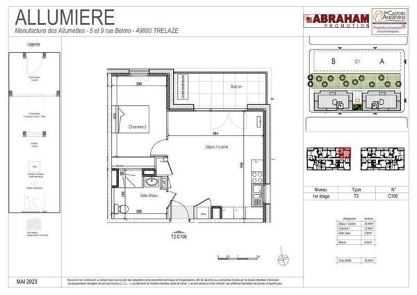 Appartement 2 pièces - 49800 Trélazé