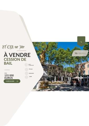 Belle opportunité à fort potentiel ! ✨ 
À vendre : droit au bail commercial à Saint-Cyr-sur-Mer, dans une station balnéaire prisée, proche des plages et de l’ambiance estivale de la Côte Provençale. 🏖️☀️

Le bien comprend :
🏪 Un local commercial d’environ 72,92 m²
🧑‍🍳 Un laboratoire d’environ 14,83 m²
☕ Une terrasse agréable
🌿 Un jardin privatif
🚪 Une entrée indépendante
👩‍🍳 Idéal pour un couple

Un projet idéal pour un couple, pouvant être développé à deux, avec la possibilité de s’appuyer sur un ou plusieurs employés selon la saison et l’activité envisagée. 🤝 Le local et son laboratoire offrent un bel espace de travail fonctionnel et modulable.
🍓 Un cadre plein de potentiel
Un lieu idéal pour développer une activité de traiteur, légumier, snacking ou rôtisserie. 🥗🍅🍗 Mettez en avant les fruits et légumes frais, les produits de saison, les plats à emporter et une offre gourmande, saine et conviviale. 🥑🍋🥖
La terrasse et le jardin privatif permettent également d’envisager des dégustations sur place et d’autres animations autour des produits, dans un cadre agréable et convivial. 🍷🧀✨ Saint-Cyr-sur-Mer bénéficie d’un cadre attractif, entre plages, promenade et ambiance provençale.�
✨ Multiples possibilités
Le local est en bon état et peut être réaménagé ou rénové selon votre projet. 🛠️ Il peut également convenir à une boutique, un institut ou à la vente de produits artisanaux, sous réserve de la destination prévue au bail et des autorisations nécessaires. 🎨🧺
💰 Prix de cession : 155 000 €
📞 Pour tout renseignement ou pour organiser une visite, contactez le 07 87 15 23 97. Venez vous projeter dans ce bel espace ! 🔑🌿