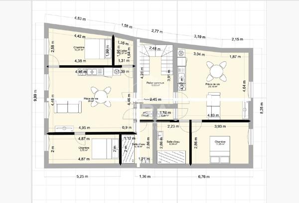 Immeuble à vendre au coeur de Montpon-Ménestérol - 6 pièces, 200 m² - Travaux à prévoir