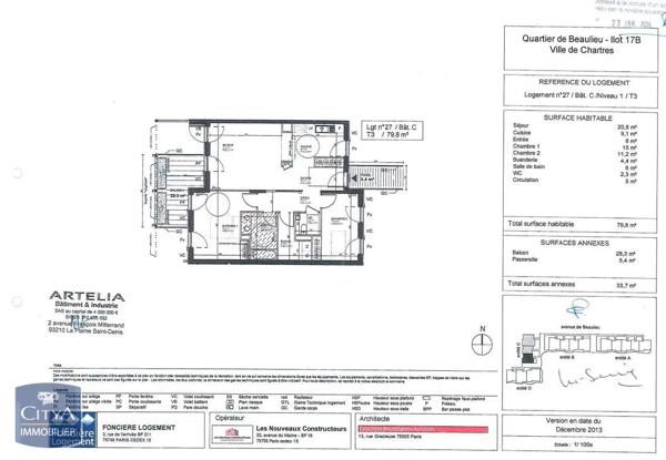 Appartement à louer 3 pièces 79.8m²