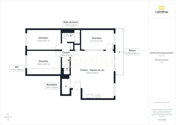 Vente Appartement 4 pièces de 68m² - 92210 Saint-Cloud