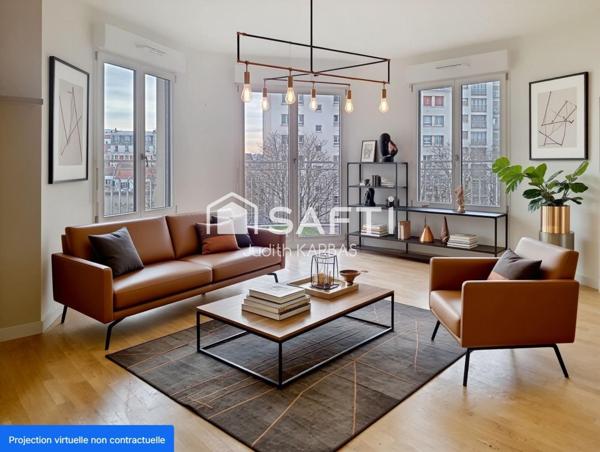 Appartement lumineux trois pièces au cœur du quartier Mairie de Romainville avec cave et parking