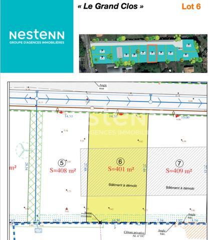 Terrain viabilisé, en impasse, bourg de la Chevrolière
