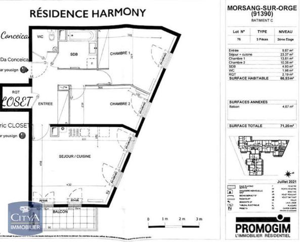 Appartement à louer 3 pièces 66.53m²