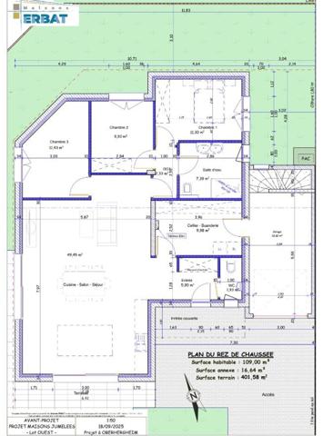 Terrain de 408 m2 viabilisé - pour projet de maison plain-pied