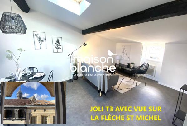 VIEUX BORDEAUX : Beau T3+bureau libre de 64m2 au sol environ Vue avec sur la Flèche St Michel