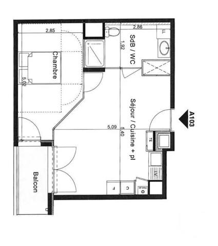Appartement F2 à vendre  2 pièces - 42,19 m 2   DAMMARTIN EN GOELE  - 77