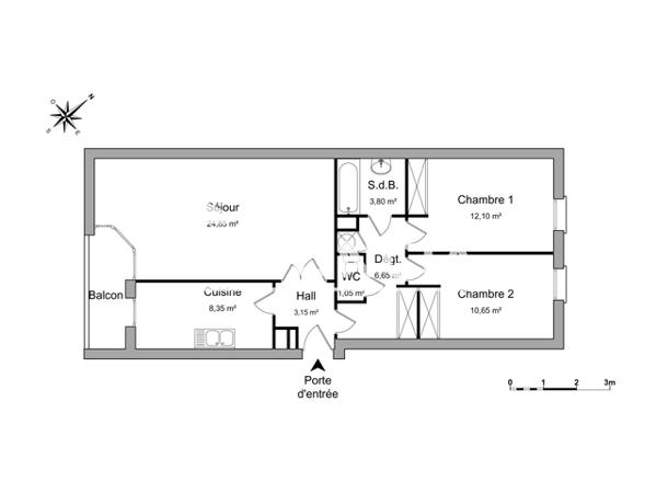 Location Appartement 3 pièces 70.6 m² - 4 F RUE VIRGINIE GHESQUIERE Lille 59000
