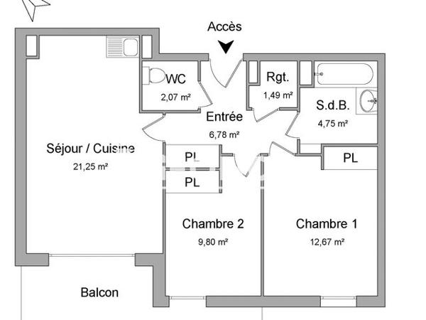 Location Appartement 3 pièces 58.8 m² - 75-77 RUE BELBEZE Tournefeuille 31170