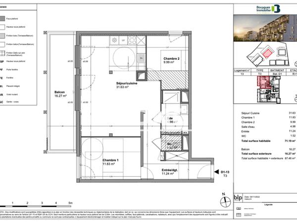 Location Appartement 3 pièces 71 m² - RESIDENCE LATITUDE 270 - 7 RUE ANNE FRANCK / APT D1-13 Floirac 33270