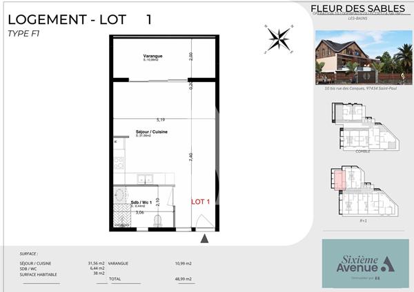 Appartement 1 pièce 38 m2