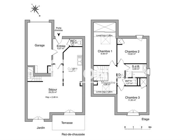 Location Maison 4 pièces 90.16 m² - 32 RUE PAULINE KERGOMARD Reze 44400