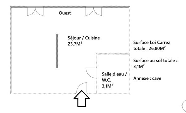Appartement 1 pièce - 27 m² Exclusivité efficity