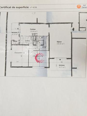 3 P 86 m² + loggias au calme avec vue proche village.