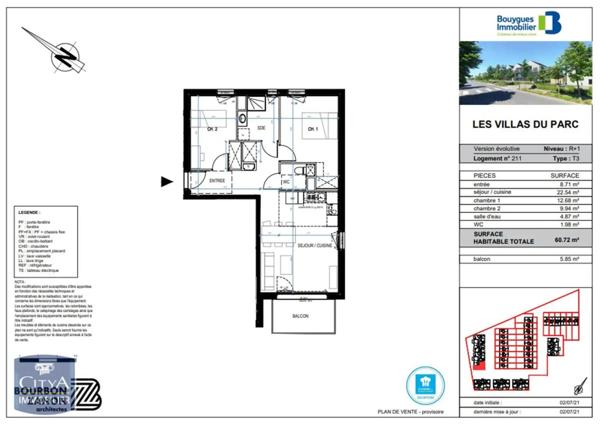 Appartement à louer 3 pièces 60.72m²