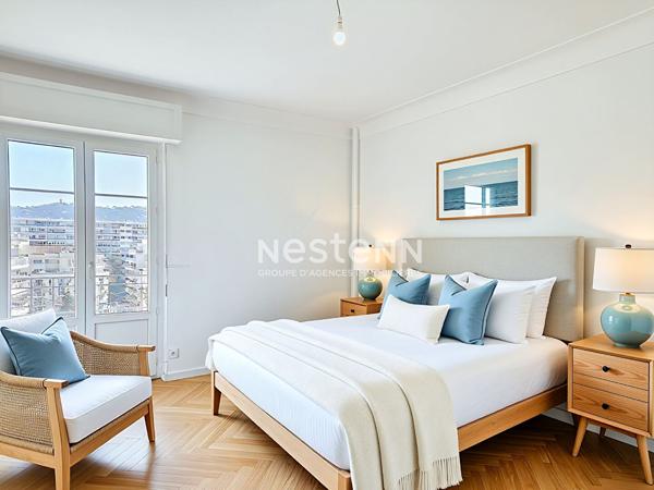 CANNES - 3P - 65 m2 - Entièrement refait - Sud - Proche mer- 2 Terrasses - Cave - Vue dégagée