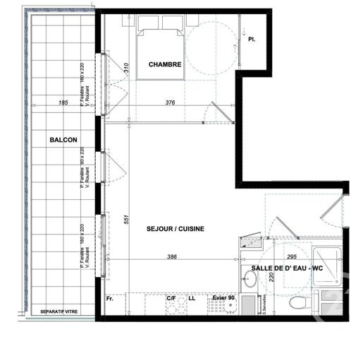 Appartement F2 à vendre  2 pièces - 43,50 m2 ANTIBES - 06