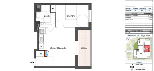A vendre T2 Neuf de 40,50m² - secteur de l'hyppodrome d'Angers