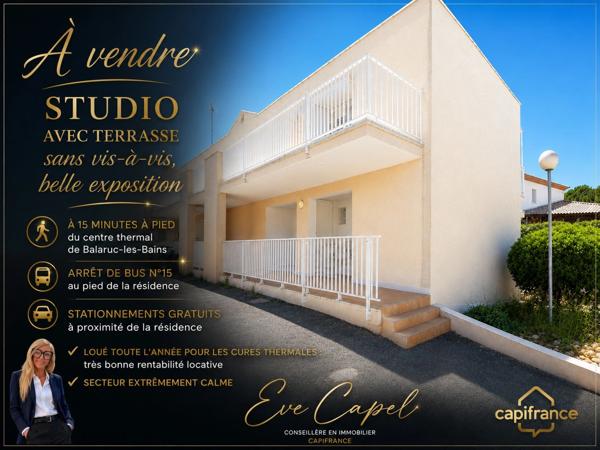 Appartement à vendre 1 pièces BALARUC LES BAINS (34), STUDIO Climatisé avec Terrasse, au Calme et sans vis-à-vis