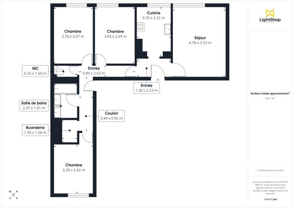 Appartement 4 pièces, 71 m2- Ascenseur et parking - Boulevard Victor Hugo, Clichy