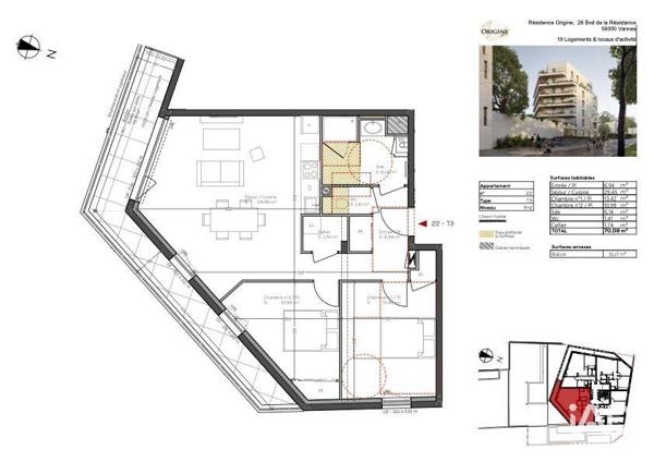 Appartement à vendre 3 pièces 70 m² Vannes