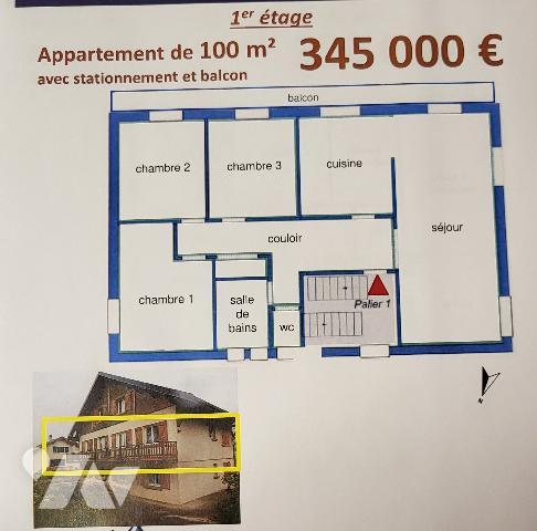 Appartement T4  100 m² à Métabief