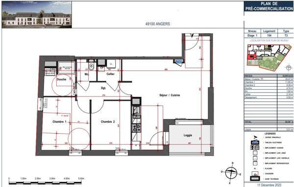 Appartement T3 Angers les justices expo sud sur jardin paysagé