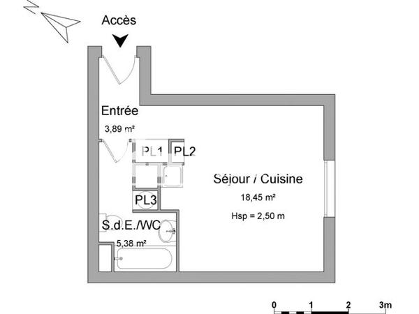 Location Studio 27.7 m² - 13 BIS RUE DE LA CHAPELLE Evreux 27000