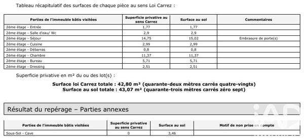 Appartement à vendre 3 pièces 43 m² Paris 18